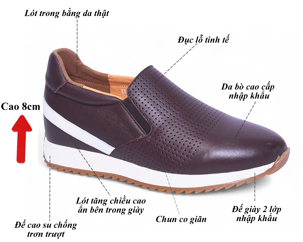 Giày cao cấp tăng 8cm chiều cao 8